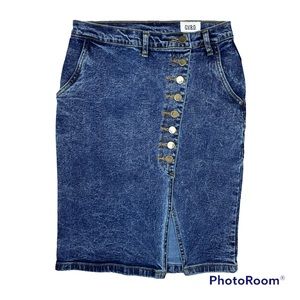 GVBD Knee-Length Midi Stretch Denim Jean Skirt w/ Pockets Womens 28 Inch Waist